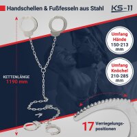 Handschellen und Fu&szlig;fesseln aus Stahl incl. 4 Schl&uuml;ssel