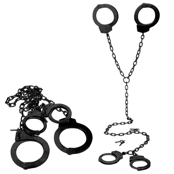 Handschellen und Fußfesseln aus Stahl incl. 4 Schlüssel Black