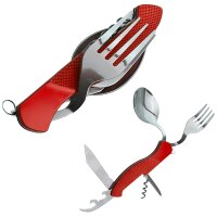 7in1 Reisebesteck in Rot