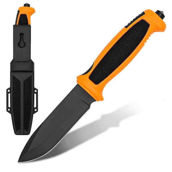 Kompaktes Outdoor Messer mit 90 mm Klinge aus Edelstahl mit farbigen Griff inkl. Holster #1