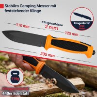 Kompaktes Outdoor Messer mit 90 mm Klinge aus Edelstahl mit farbigen Griff inkl. Holster #1