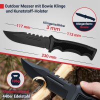 Modernes Messer mit Bowie Klinge und S&auml;ger&uuml;cken 117mm Klingenl&auml;nge aus 440er Edelstahl inkl. Kunststoffholster #1 #1 #1