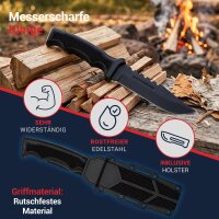 Modernes Messer mit Bowie Klinge und S&auml;ger&uuml;cken 117mm Klingenl&auml;nge aus 440er Edelstahl inkl. Kunststoffholster #1 #1 #1