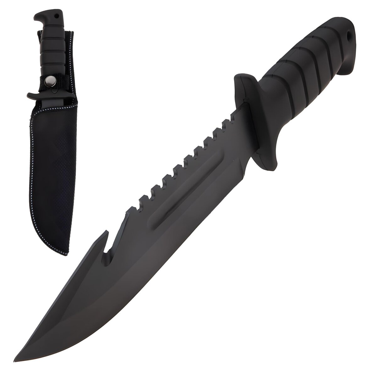 Survival Messer 29cm mit ergonomischen geriffelten Griff