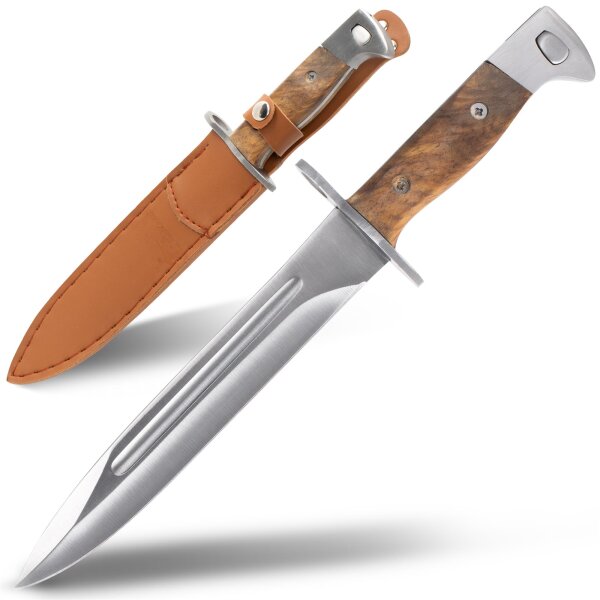 Messer Bajonett 26cm  AK 47 Edition mit Scheide, Holz Griff