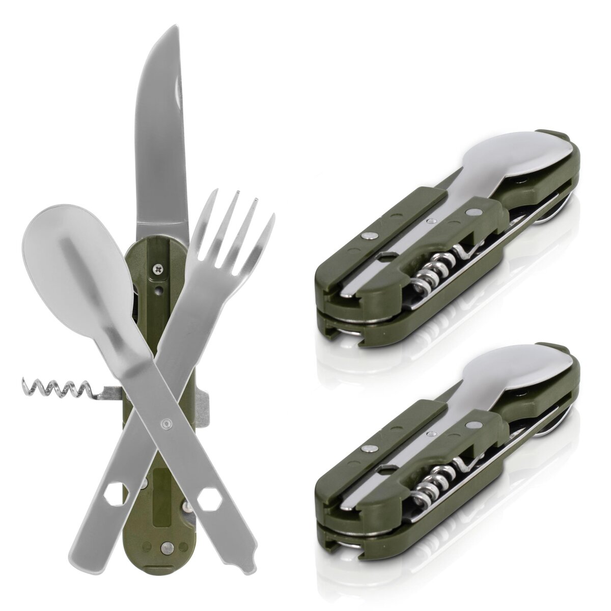 2er SET 6- teiliges Camping Besteckset incl. Holster